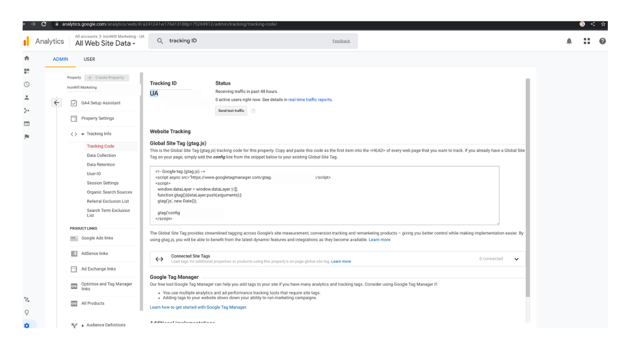 Google Analytics tracking ID