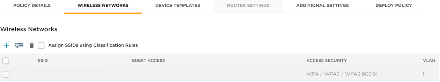 Assign SSID to network policy