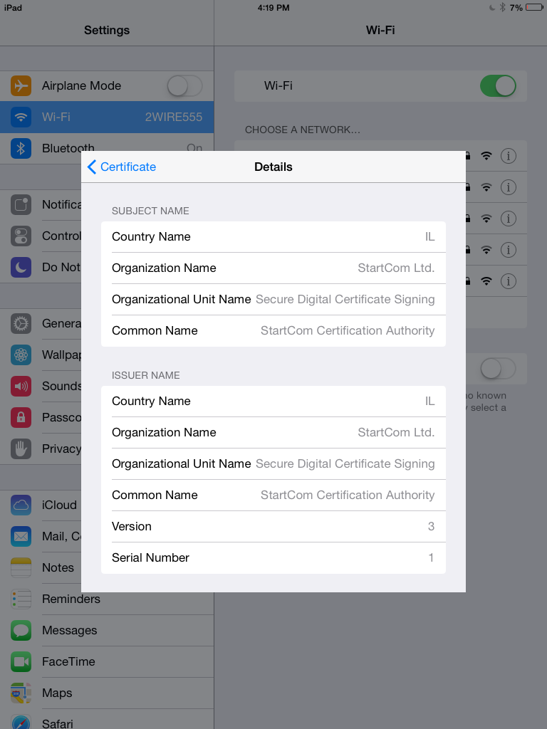 Tap Trust to accept the certificate