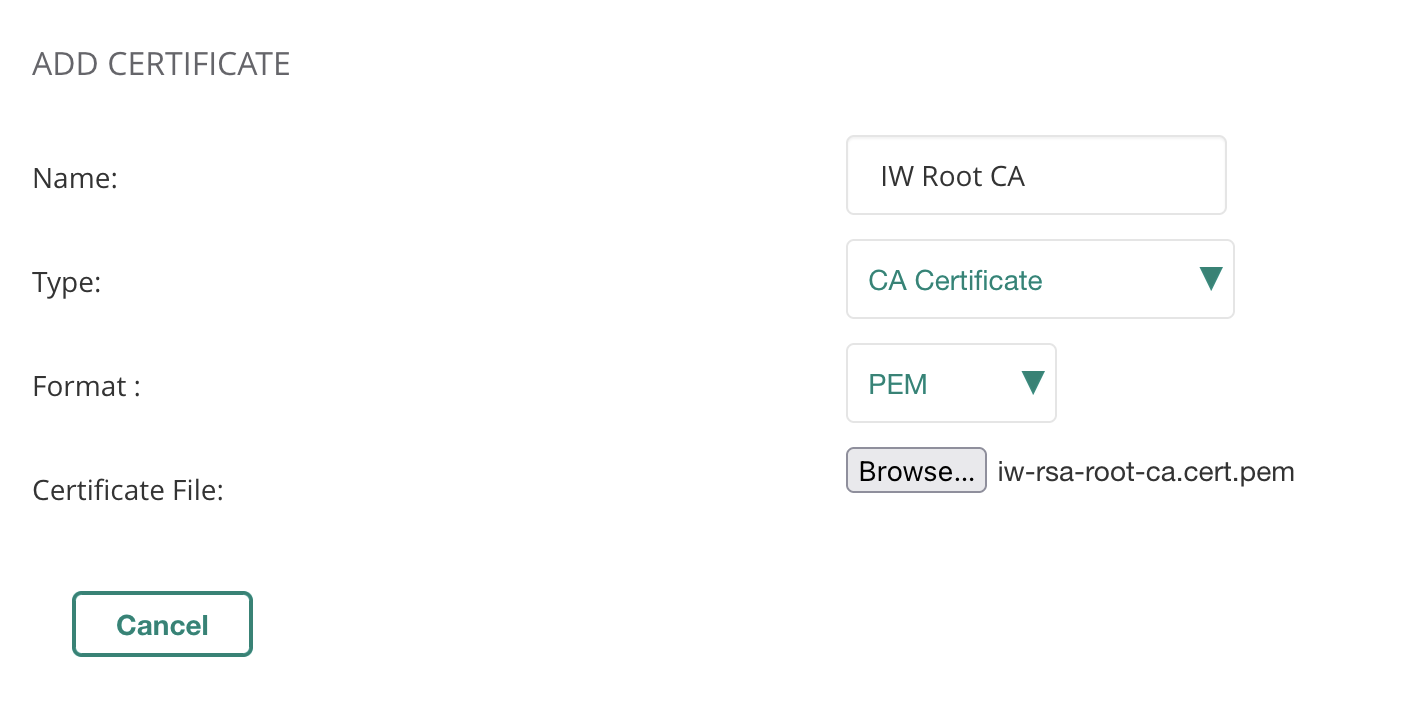 Add CA certificate in Aruba Central
