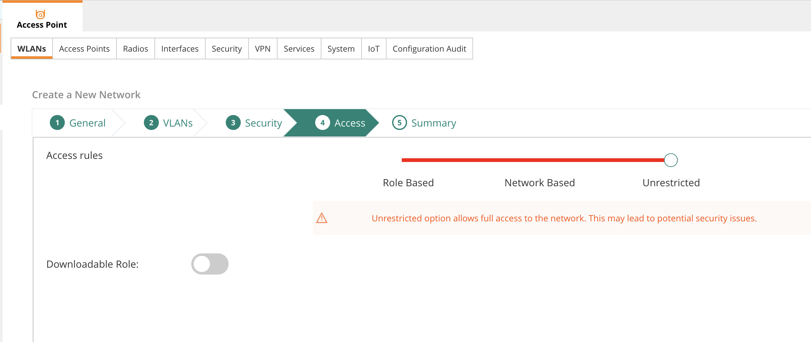 Unrestricted access selection