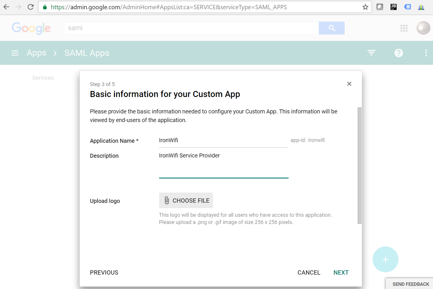 Google SAML Apps - Basic information for your Custom App