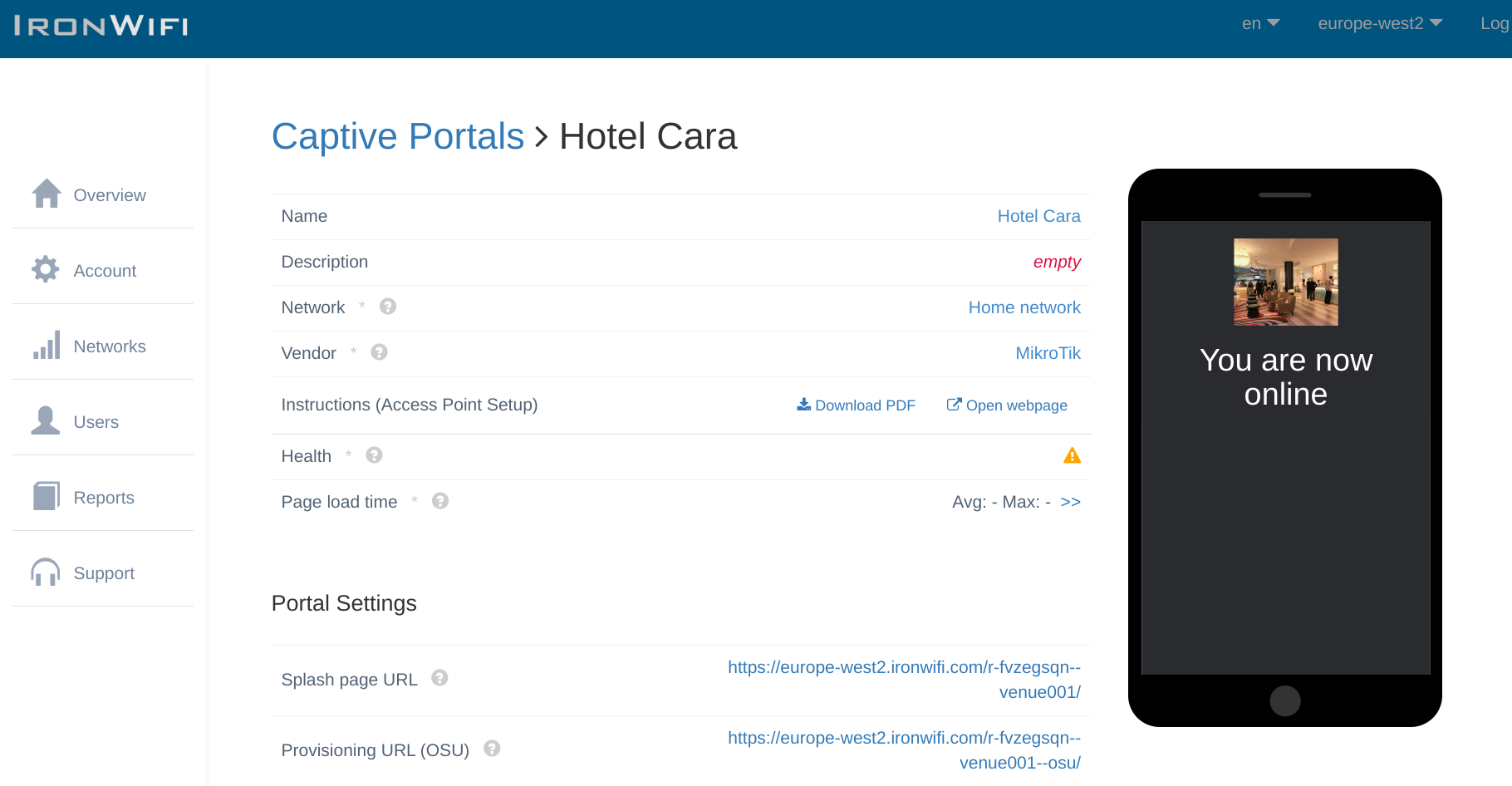 Successful Facebook social login on captive portal splash page