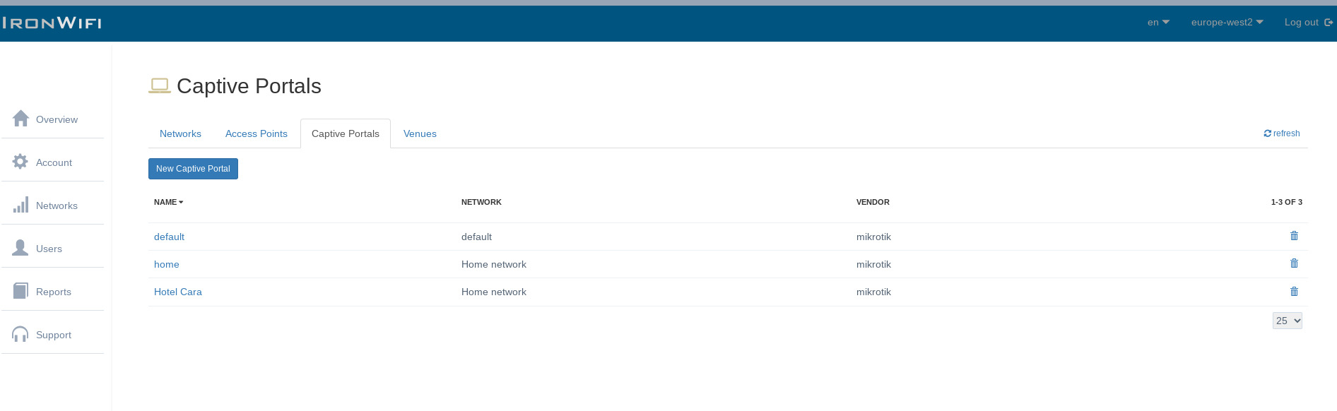 Captive Portal Guest Profiles section with Add to Omnisend option