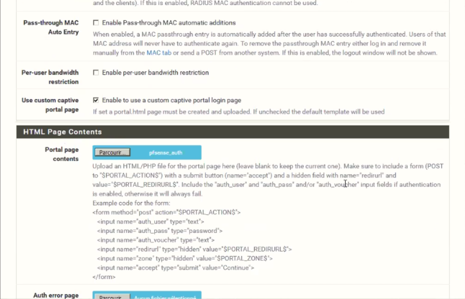 pfSense RADIUS authentication settings