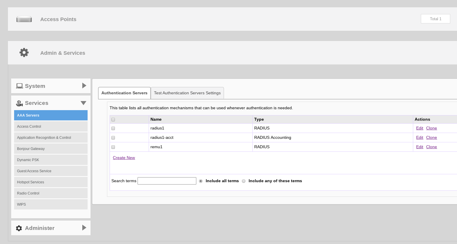 Ruckus SmartZone RADIUS authentication server settings