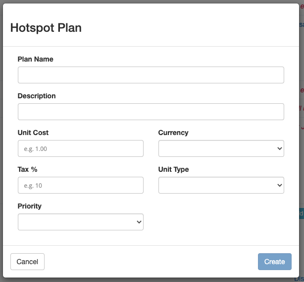 Shift4 hotspot plans configuration section in IronWifi console