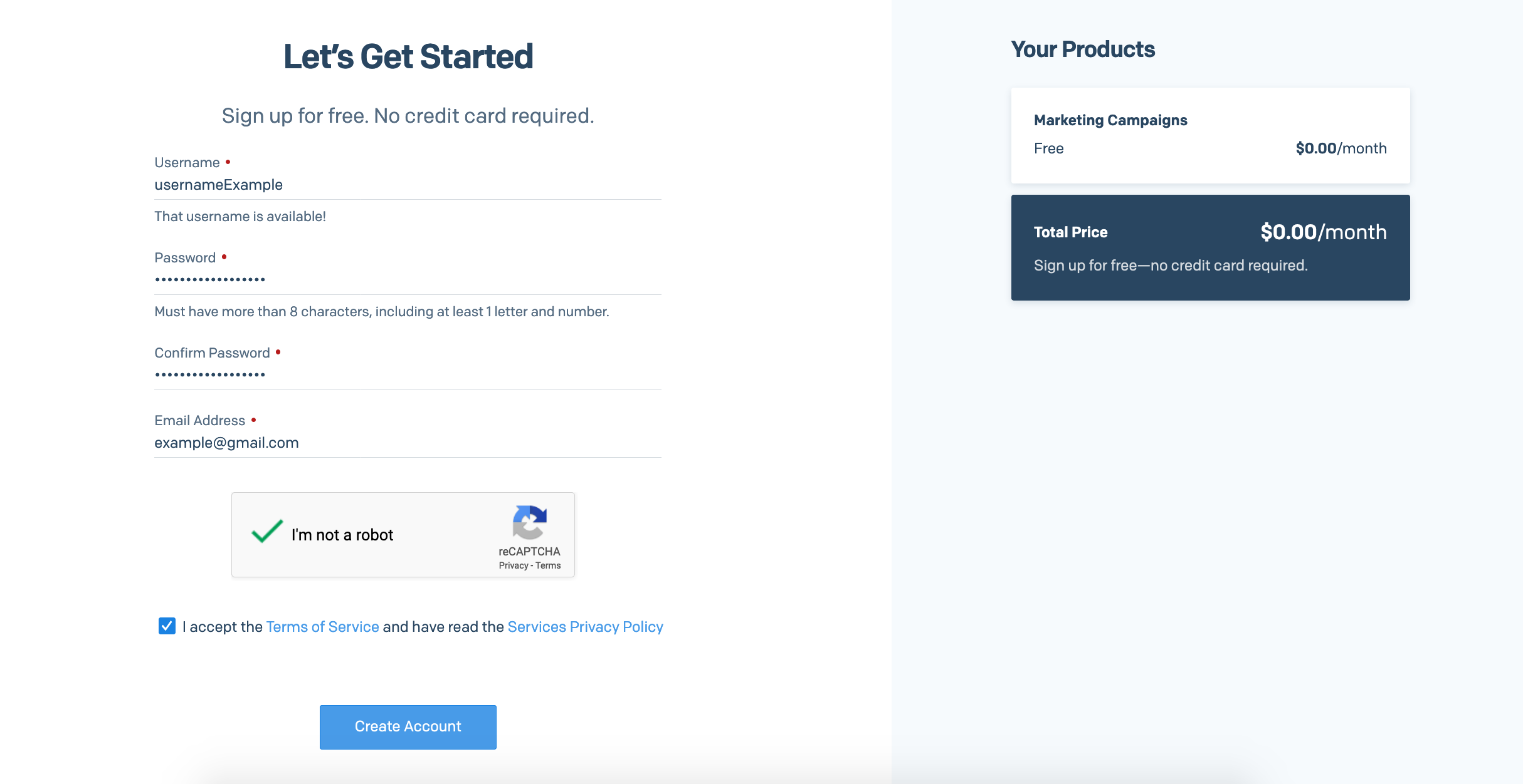 SendGrid signup page