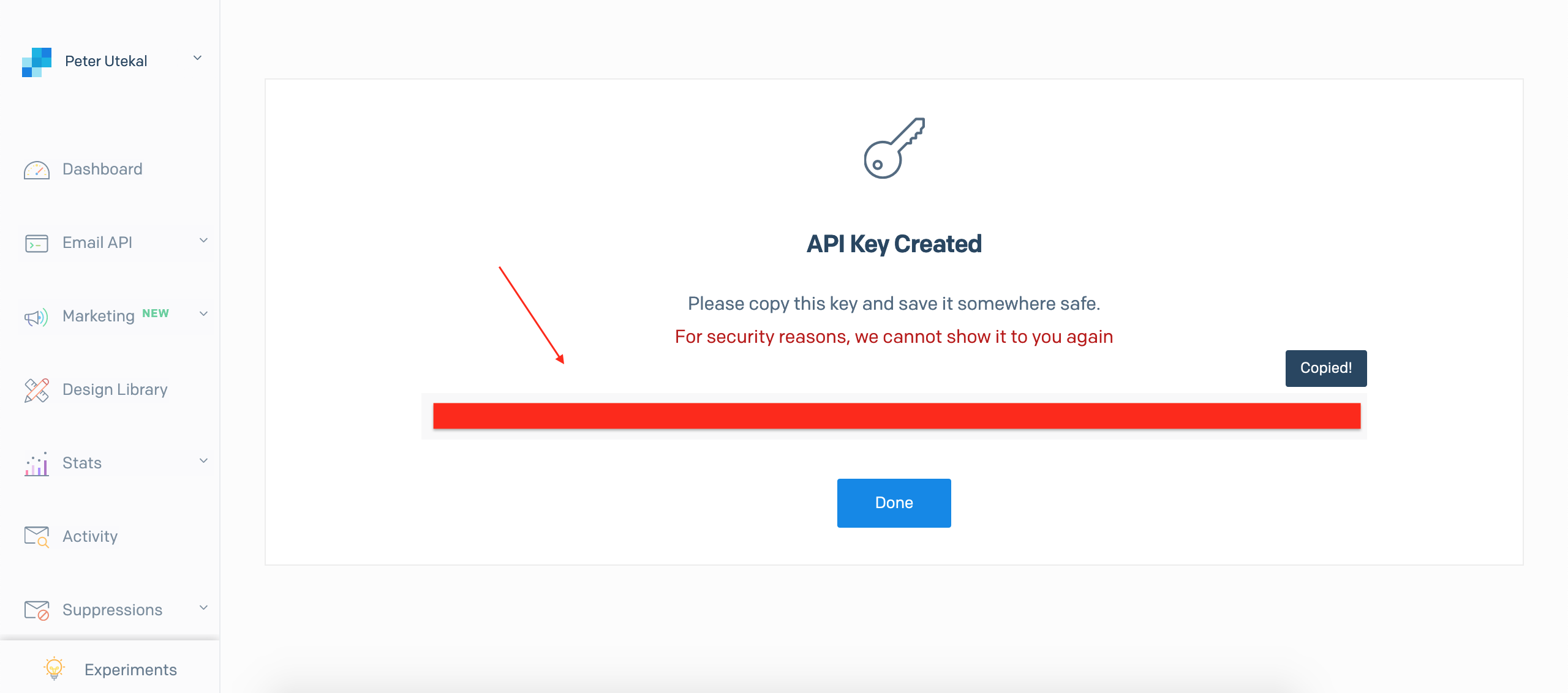 API Key Created - copy and save the key securely