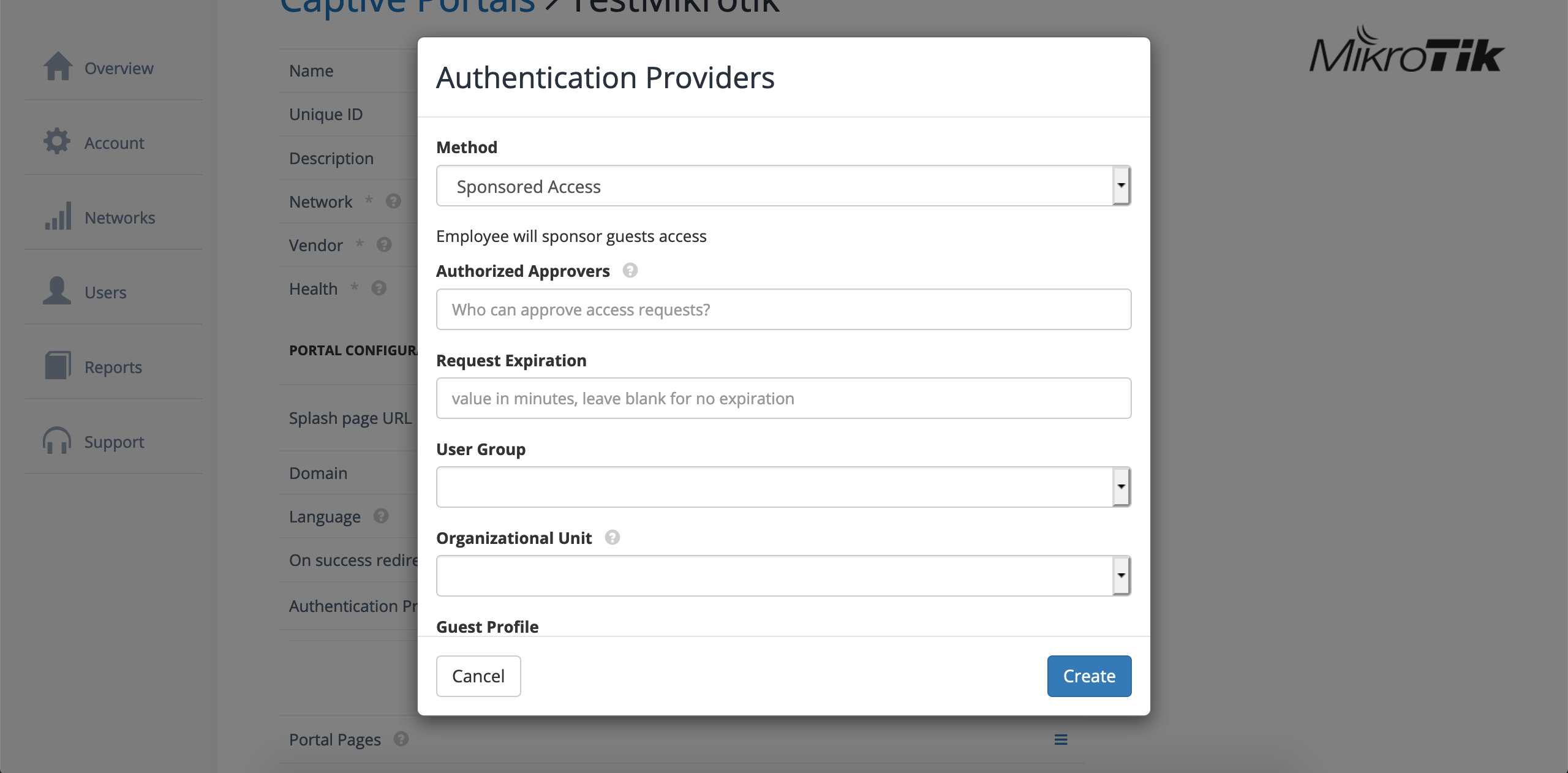 IronWiFi captive portal Authentication Providers configuration