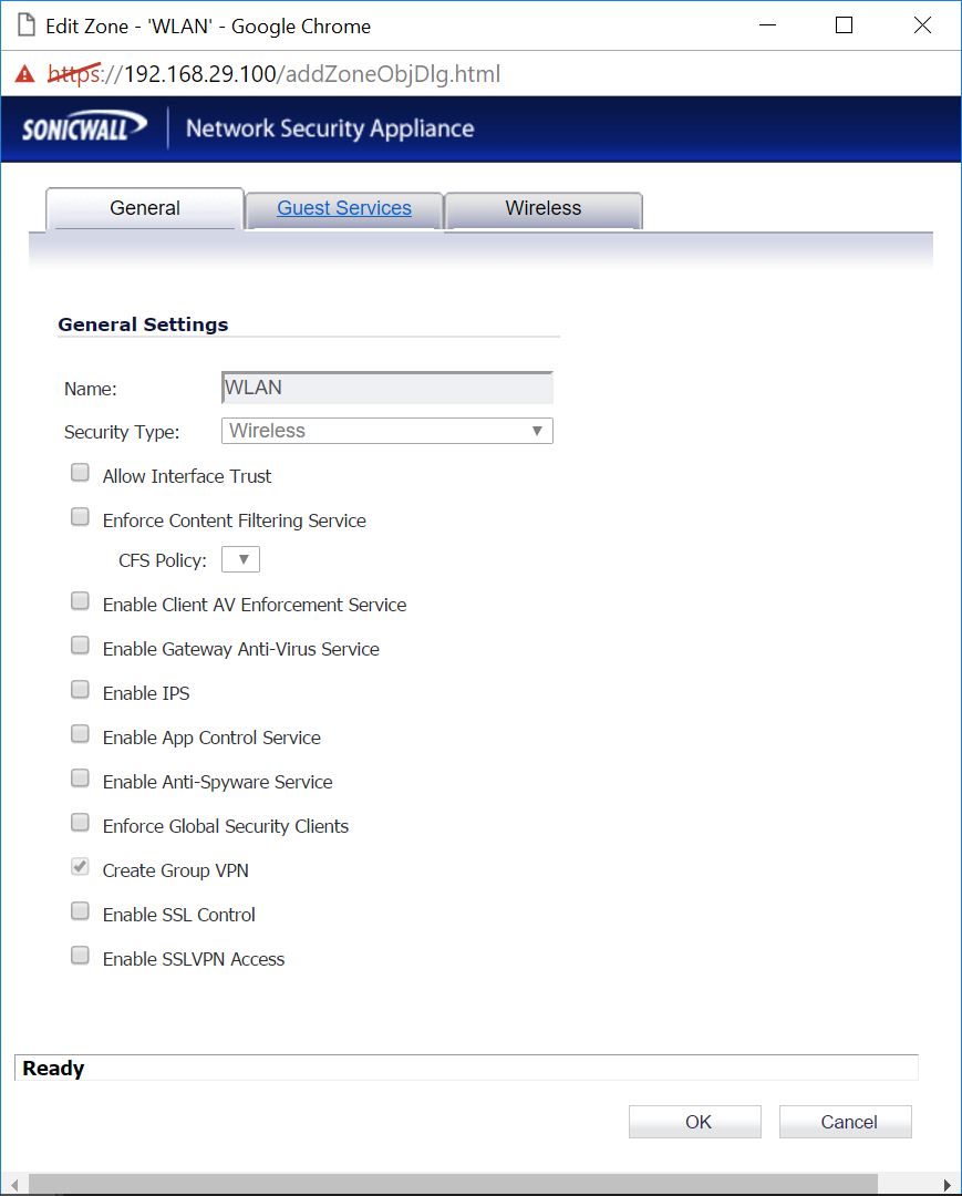 SonicWall RADIUS server configuration