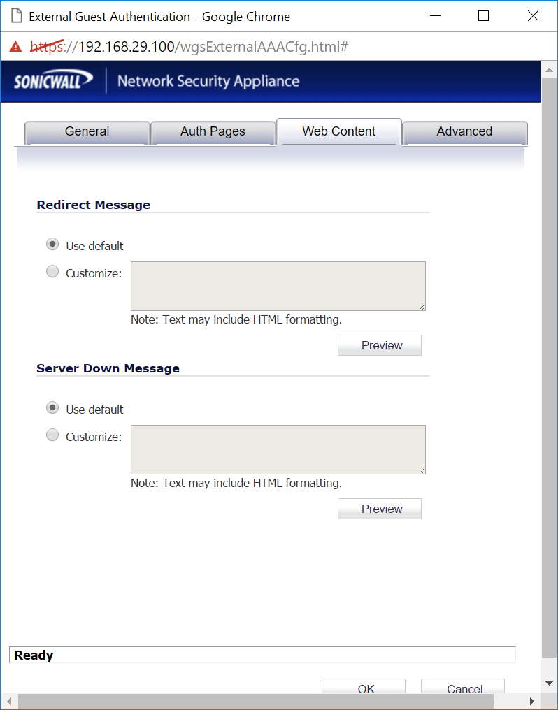 SonicWall walled garden allowed addresses