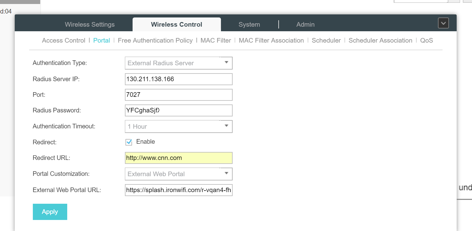 TP-Link EAP Free Authentication policy configuration